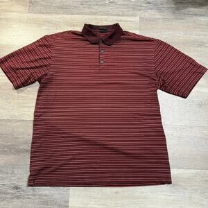 Nike Dri-FIT Golf Polo Men’s L Burgundy Striped Performance Shirt